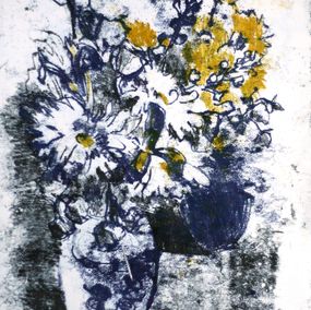 Two bouquets. Easel painting with ink watercolour.