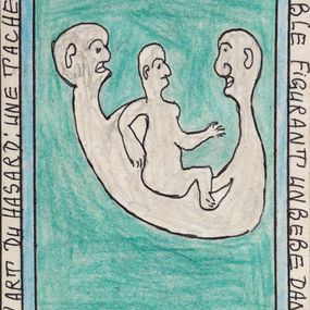 L’art du hasard : une tache d’eau relevée sur une table figurant un bebe