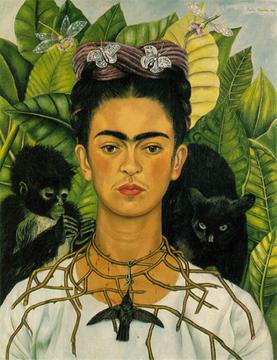 Frida Kahlo painting "Self-Portrait with Monkey"