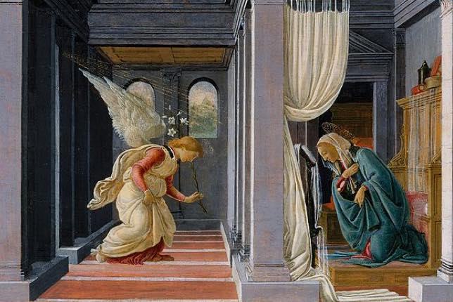 scènes bibliques dans l'art - L'annonciation de Sandro Botticelli 