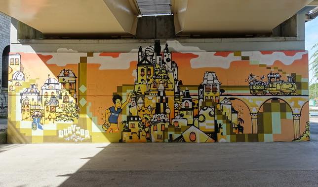 Street art d'UNA VIDA sur le Canal Saint-Denis, Paris