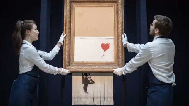 Love is in the Bin de Bansky pendant l'enchère de Sothebys