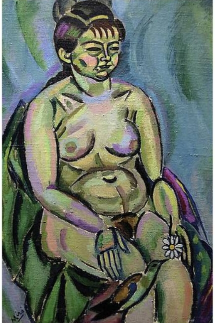 Joan Miró, Nu assis tenant une fleur, 1917